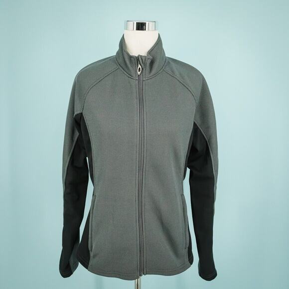 Spyder Size Large L Gray Black Color Block Full Zip Knit Active Outdoor Jacket - Picture 1 of 8